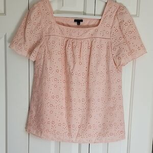 Talbot's Women's Eyelet Square Neck Cotton Top Peach Size Small